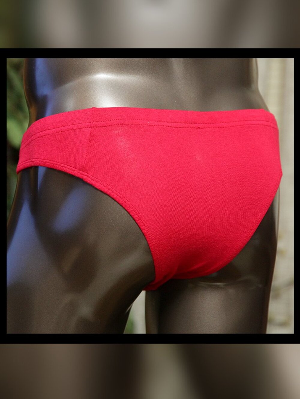 Mens Red/Bur 1/4Back, Wide Side Thong Cotton Handmade - Picture 3 of 5